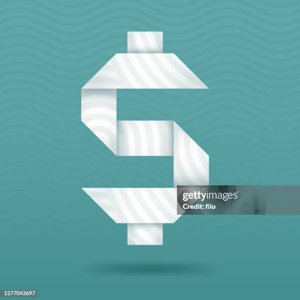 dollar symbol folded paper design - folding origami stock illustrations