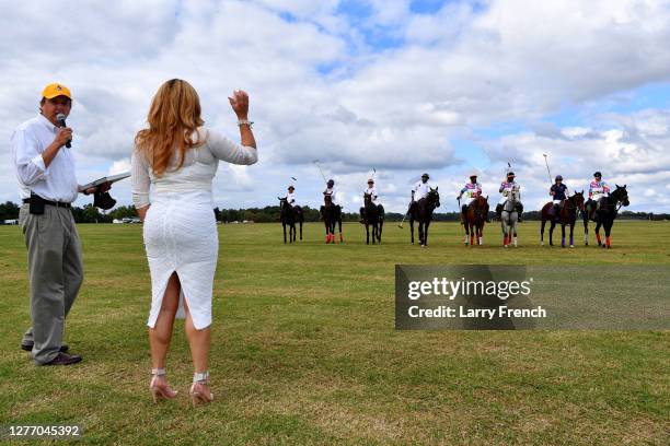 Singer Cece Peniston prepares to throw out the ball to start the polo match at Grandiosity Events 4th annual Polo & Jazz celebrity charity benefit...