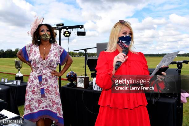 Susan Smallwood, producer of Grandiosity Events Cigars & Guitars Charity Polo & Jazz charity event and Kimberly Waterfield are seen at Grandiosity...