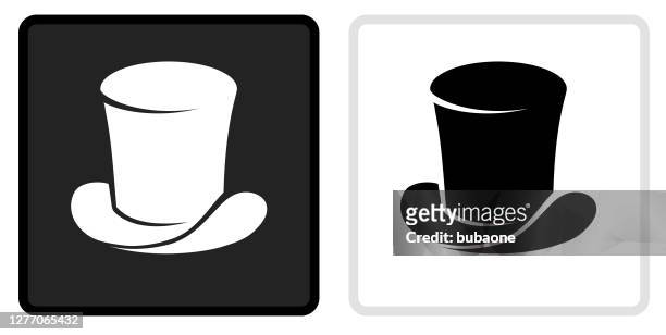 ilustrações de stock, clip art, desenhos animados e ícones de hat icon on  black button with white rollover - cartola