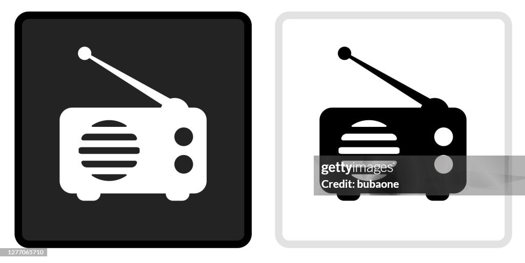 Radio-Symbol auf schwarzem Knopf mit weißem Rollover