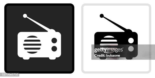 Radio Icon On Black Button With White Rollover High-Res Vector Graphic