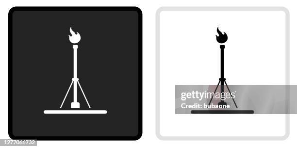 oil drill icon on black button with white rollover - fracking oil industry drill stock illustrations