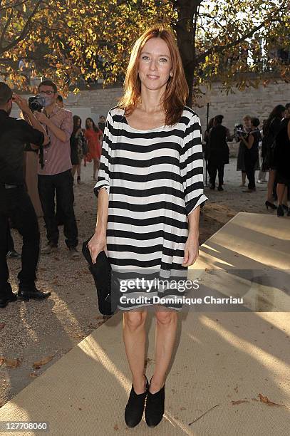 Lea Drucker attends the Lanvin Ready to Wear Spring / Summer 2012 show during Paris Fashion Week at Jardin des Tuileries on September 30, 2011 in...