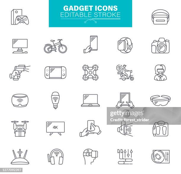 ilustrações de stock, clip art, desenhos animados e ícones de gadget icons editable stroke - formato de alta definição