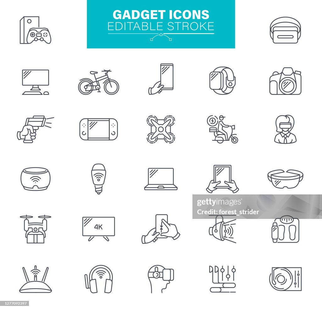 Gadget Icons Editable Stroke