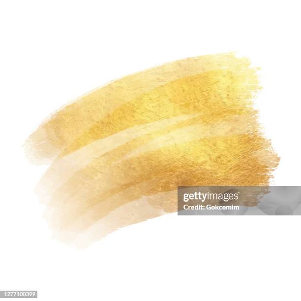 gold foil brush strokes clip art. gold paint blots isolated. gold ink patches. metallic golden texture design element for greeting cards and labels, abstract background. - sheet metal stock illustrations