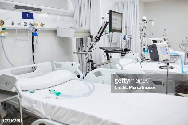 interior of intensive care unit at hospital - intensive care unit stock pictures, royalty-free photos & images