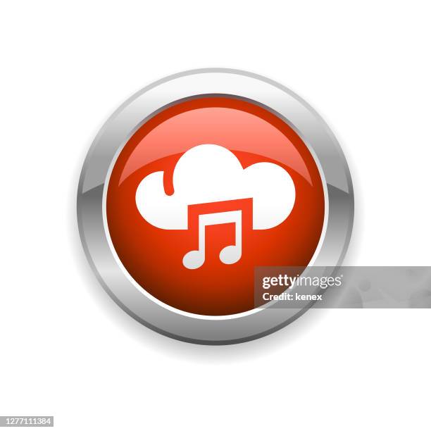 music and cloud computing glossy icon - it worker red stock illustrations