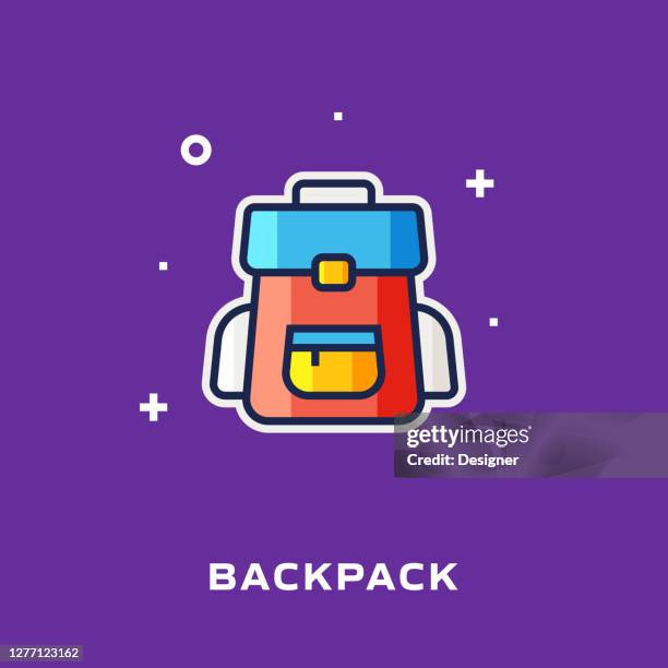 backpack flat line icon. vector symbol illustration. - final exam background stock illustrations