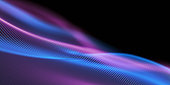 Beautiful Wave Lines Background - Blue, Purple, Abstract, Copy Space