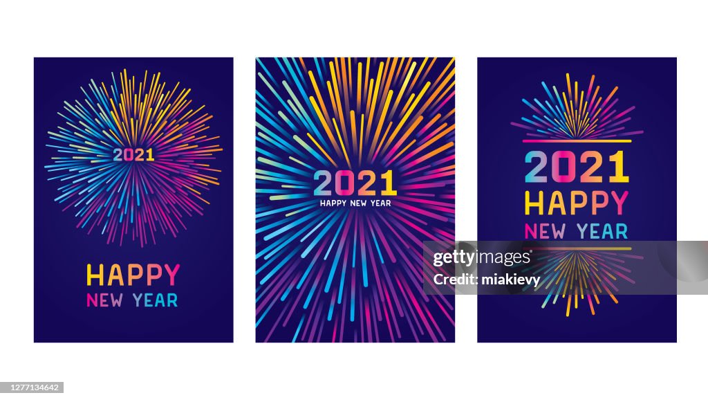 Happy new year 2021 card set