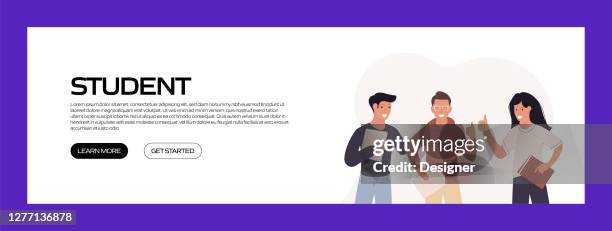 students related vector illustration for landing page template, website banner, advertisement and marketing material, online advertising, business presentation etc. - science technology engineering art math stock illustrations