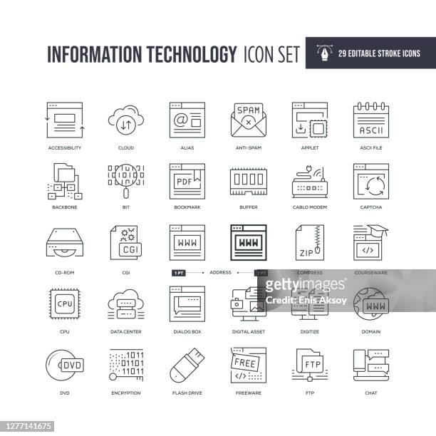 informationstechnologie editierbare strichliniensymbole - modem stock-grafiken, -clipart, -cartoons und -symbole