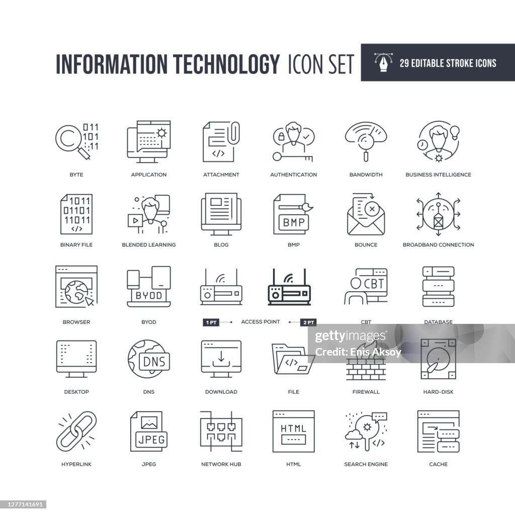 Informationstechnologie Editierbare Strichliniensymbole