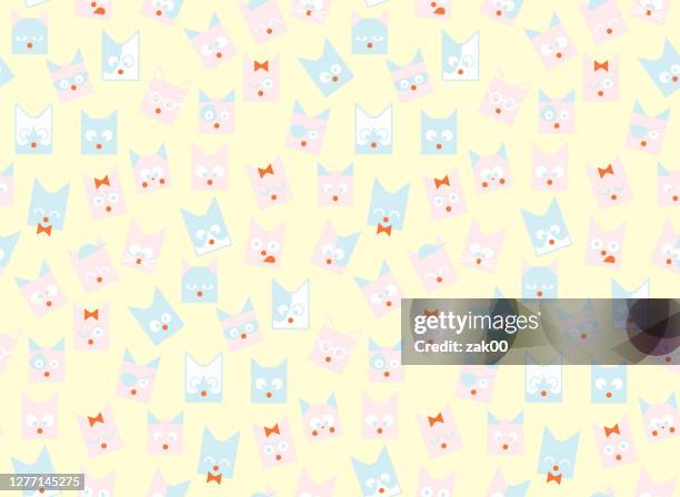 cat head seamless pattern cartoon - portrait backdrop texture stock illustrations