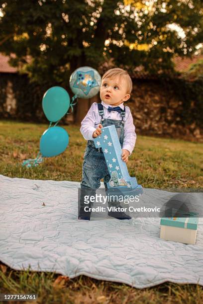 boy's first birthday - first birthday stock pictures, royalty-free photos & images