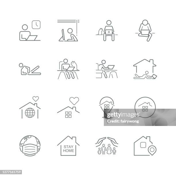 stay home concept,home love heart icons - roofing logos stock illustrations