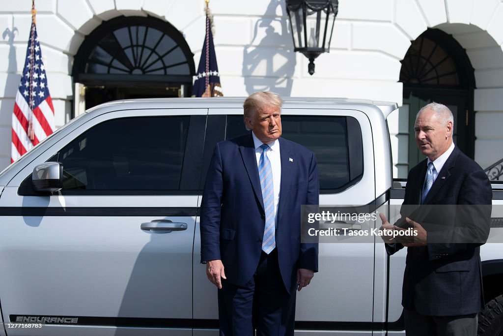 President Trump Inspects Electric Pickup Truck At The White House