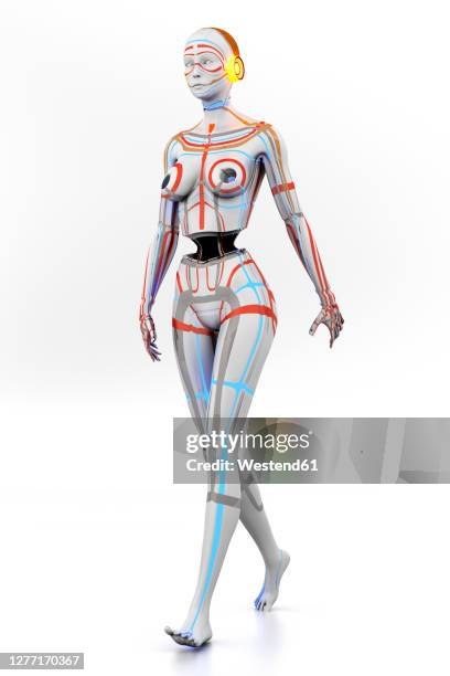 three dimensional render ofgynoid - female robot stock illustrations