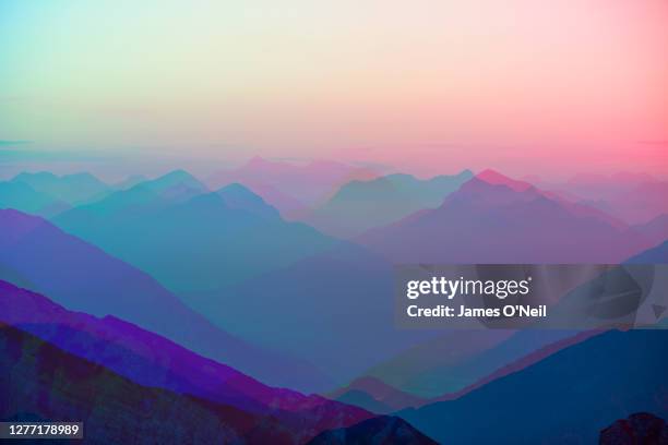 abstract colourful mountain ranges digital art pastel backdrop - mountain background stock-fotos und bilder