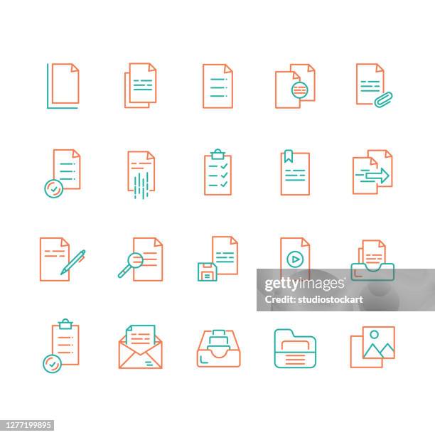document icons icon set - folder tab vector stock illustrations