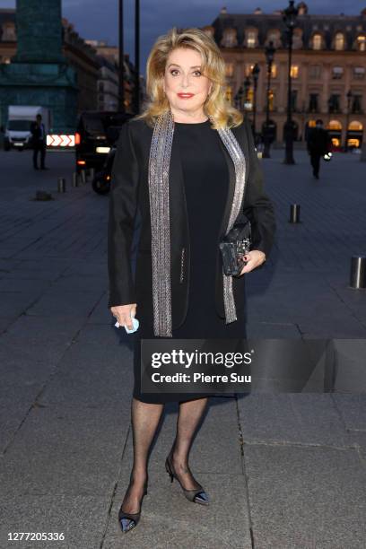 Actress Catherine Deneuve arrives at a Vuitton dinner party on September 28, 2020 in Paris, France.