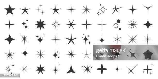 sparkles and stars - 50 icon set collection - glitter stock illustrations