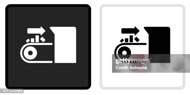 input on conveyor belt icon on black button with white rollover - input stock illustrations