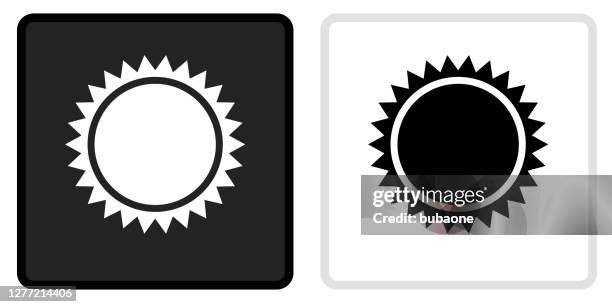 sun icon on black button with white rollover - sun vector stock illustrations