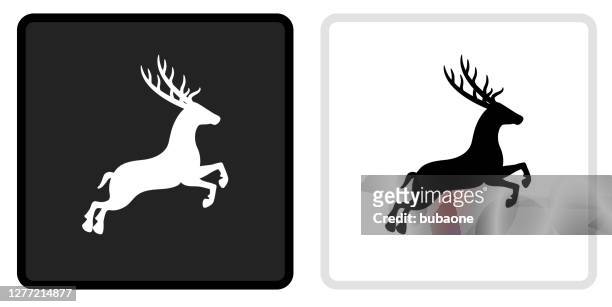 hirsch-symbol auf schwarzem knopf mit weißem rollover - tiere schwarz weiss stock-grafiken, -clipart, -cartoons und -symbole