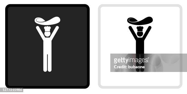 tossing dough iocn icon on  black button with white rollover - dough stock illustrations