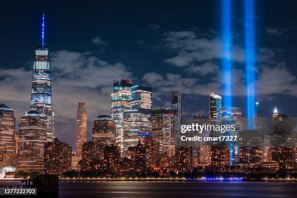 9/11 tribute in light - new york city september 11 stock pictures, royalty-free photos & images