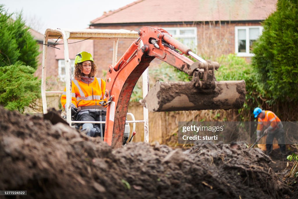 Female digger driver