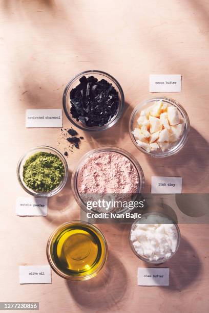 natural cosmetics ingredients - ingrediente imagens e fotografias de stock