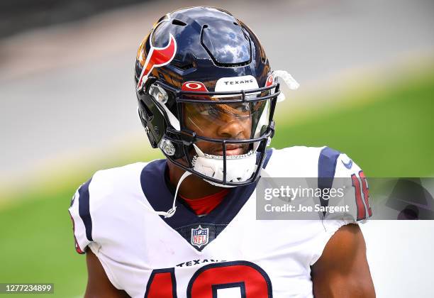 Randall Cobb of the Houston Texans looks on during warmups prior to the game against the Pittsburgh Steelers at Heinz Field on September 27, 2020 in...