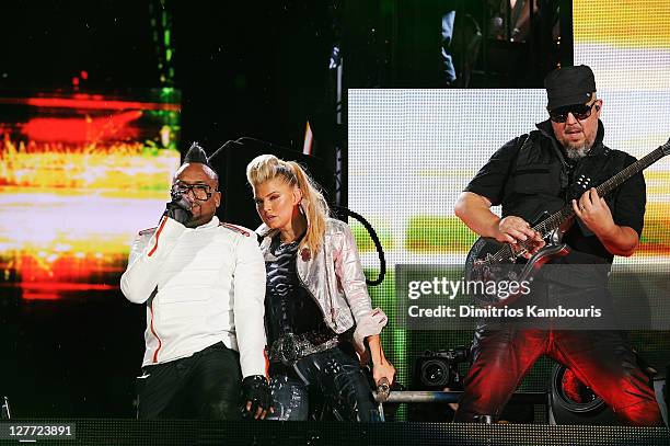 Apl.de.ap, Fergie, and George Pajon, Jr. Of The Black Eyed Peas perform onstage during CHASE Presents The Black Eyed Peas and Friends "Concert 4 NYC"...