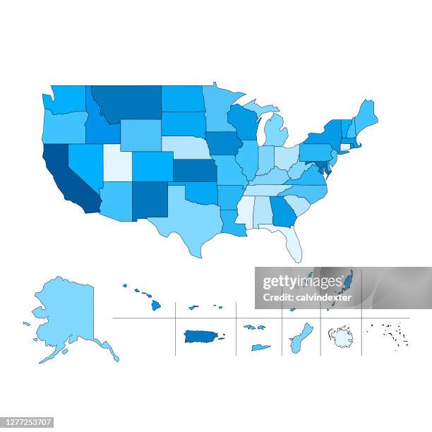 usa territories map - us map stock illustrations