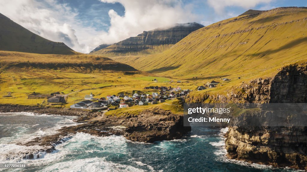 Ilhas Faroé Gjogv Costa do Porto Panorama Gjógv Eysturoy