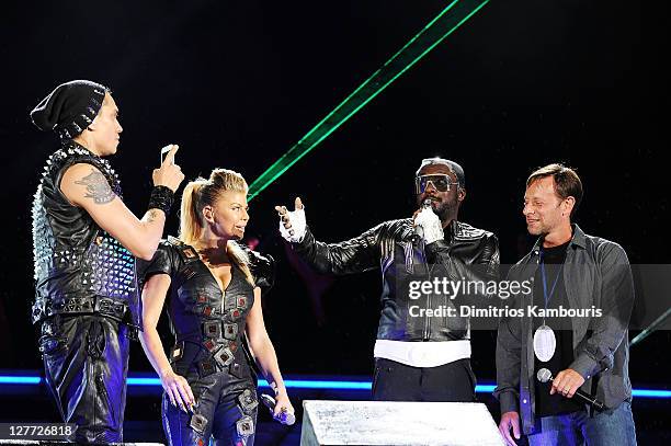 Taboo, Fergie, will.i.am, and Robin Hood's Peter Muller perform onstage during CHASE Presents The Black Eyed Peas and Friends "Concert 4 NYC"...