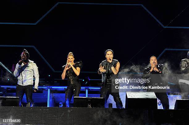 Apl.de.ap, Fergie, Taboo, and Dante Santiago perform onstage during CHASE Presents The Black Eyed Peas and Friends "Concert 4 NYC" benefiting the...