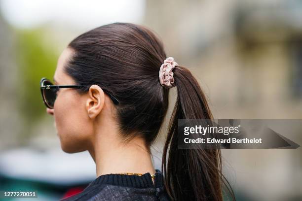 Julia Comil wears Chanel sunglasses, on September 28, 2020 in Paris, France.