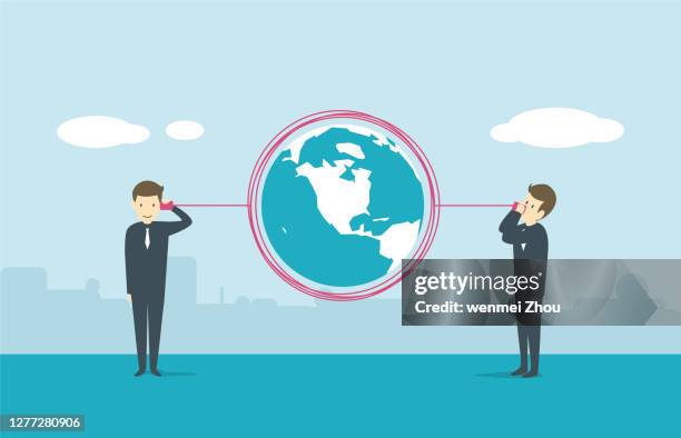 talking - string telephone stock illustrations