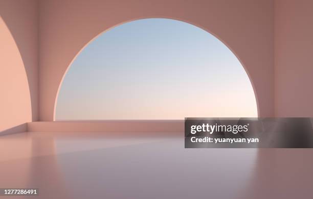 3d rendering exhibition background - arches stock pictures, royalty-free photos & images