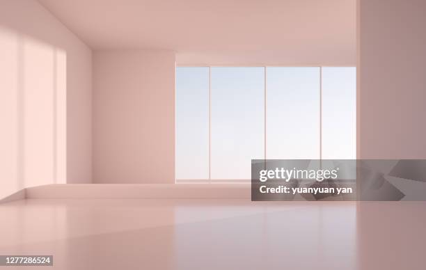 3d rendering indoor background - empty office window stock pictures, royalty-free photos & images
