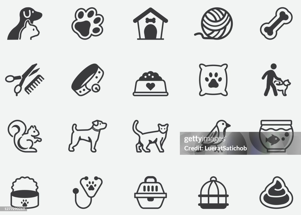 Animales domésticos de mascotas Pixel iconos perfectos