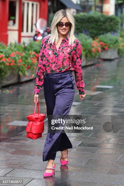 Ashley Roberts seen leaving Heart Breakfast Radio Studios on September 29, 2020 in London, England.