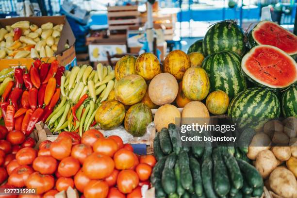 fresh vegetables on street market - bazaar stock pictures, royalty-free photos & images