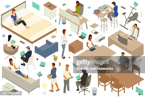 Remote work icons stickersheet Remote work icons stickersheet