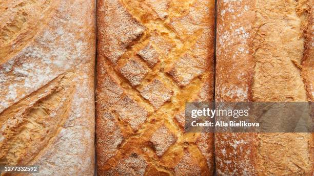 three different types of homemade bread. - baguette de pain photos et images de collection